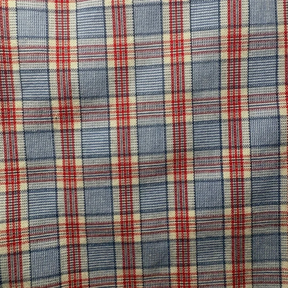 Banana Republic Mens Slim Fit Non-Iron Plaid Dress Shirt Blue Red Large‎ L